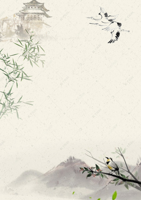 古风喜鹊梅花背景图仙鹤背景图片免费下载